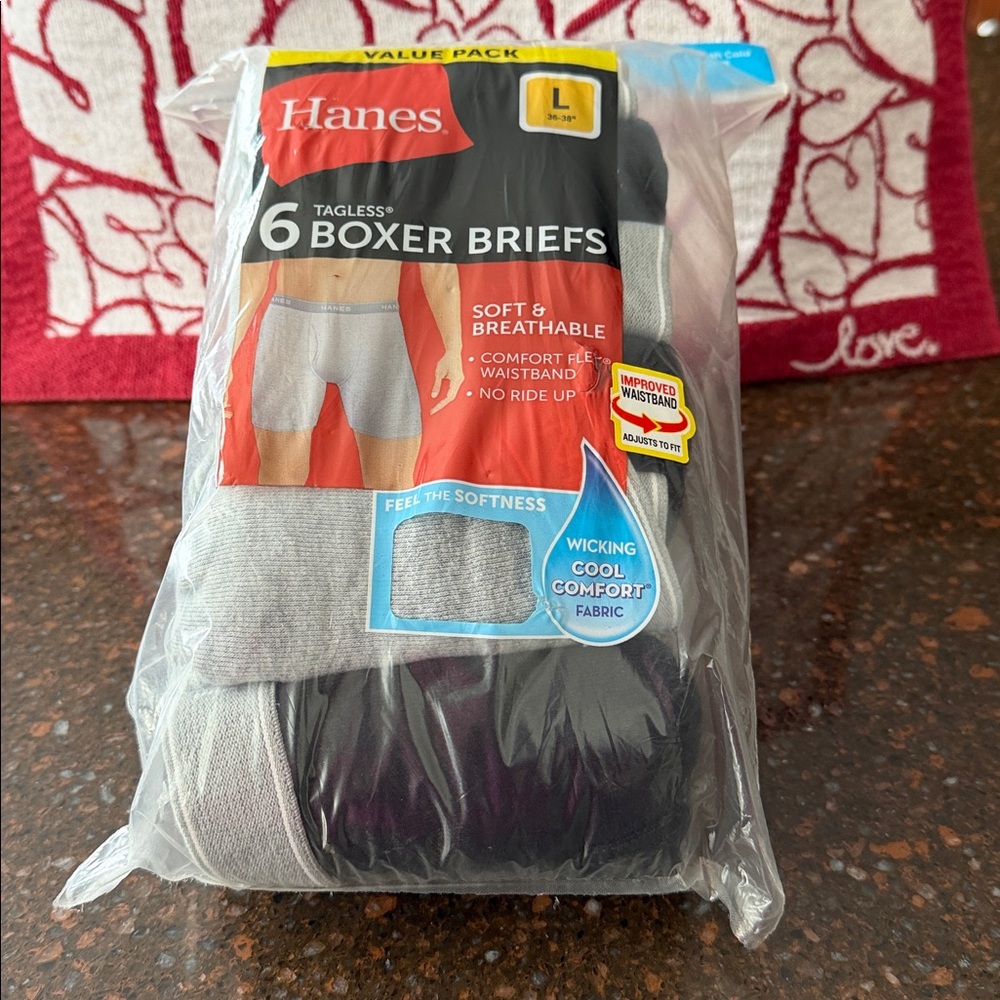 Hanes Tagless Boxer Briefs.